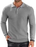 COOFANDY Men's Knit Polo Shirts Long Sleeve Sweater Polo Lightweight Fashion Casual Collared T Shirts