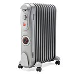 Schallen 2500W 11 Fin Portable Electric Slim Oil Filled Radiator Heater with Adjustable Temperature Thermostat, 3 Heat Settings & Built in 24H Timer | 2.5KW GREY