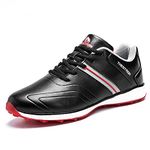 Waterproof Golf Shoes Men Professional Golf Sneakers Spikless Light Weight Walking Footwears Outdoor Male Walking Shoes, Black, 12.5