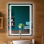Sunsyze Premium Rectangular Led Mirror for Bathroom, Touch Sensor Mirror with Light || 3 Color Lights with Brightness Adjustable (Warm, White and Natural Light) (Square Designed)