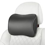 Aukee Memory Foam Car Neck Pillow Soft Leather Headrest for Driving Home Office Black (1PC)