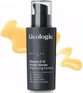 Geologie Vitamin C+E Ferulic Face Serum | Brightening & Firming Anti-Aging Gel Formula | 5% Light-Protected & Stabilized Vitamin C , 0.5% Vitamin E, 1.5% Hyaluronic Acid | 30 ML