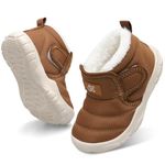 JIASUQI Baby Boys Girls Winter Shoes Toddler Cozy Fleece Snow Boots Kid Infant Outdoor Warm Faux Fur Boots(Brown,12Months-18Months)