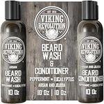 Viking Revolution - Beard Shampoo And Conditioner - Natural Beard Wash & Beard Conditioner With Argan & Jojoba Oils - Softens & Strengthens - Gifts For Men - Peppermint & Eucalyptus - 2 x 300 ml