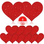 SATINIOR 6 Pairs Glitter Heart Pasties Covers for Valentine's Day(Red)