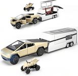 Powvan Cybertruck Toy with RV ATV for Boys Girls Women Adult Diecast Metal Model Cyber Truck Pickup 1/32 Toy Cars Race with Sound Light Effect Ideal Gift for 6 Year Old and Up (Champagne Gold)