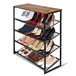 Garden 4 you 5-Tier Tilting Adjustable Freestanding Shoe Rack 12-Pairs for Durability and Stability for Entryways, Hallways, Closets, Dormitory Rooms, and Industries，Brown