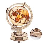 ROBOTIME 3D Puzzle Wooden Luminous Globe, Model Kits for Adult to Build, Mechanical Building Construction Jigsaw Craft, Best Festival Gift Sets