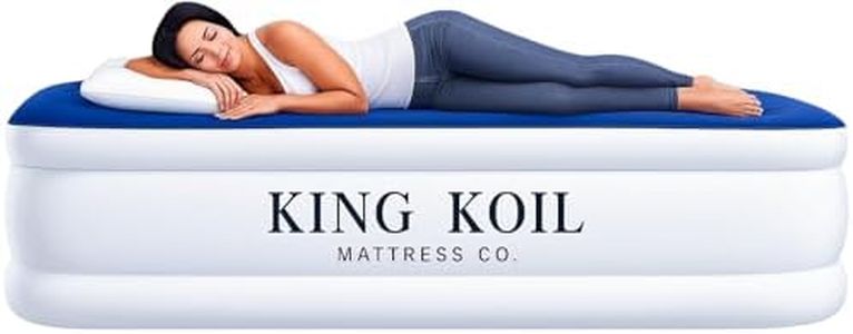 King Koil Luxury Air Mattress Full Size with Built-in Pump for Home, Camping & Guests, Inflatable Airbed Double High Adjustable Blow Up Mattress, Durable - Portable and Waterproof