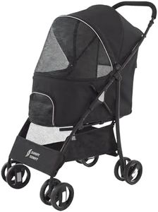 Sunny Sonny Faltbarer Jogger Haustier-Kinderwagen mit Wetterabdeckung, Aufbewahrungskorb, Haustier-Tragetasche für S/M Hunde und Katzen bis zu 15 kg (schwarz)