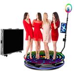 360 Photo Booth Machine for Parties, Auto Spin Video Booth with Flight Case, 360 Booth with Remote Control for 5-6 People,RGB Ring Light, Free Custom Logo, 360 Camera Booth for Events (100cm/39.4inch)