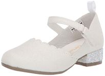 Carter's Boy's Girl's Gabie Hook and Loop Dress Shoe with Slight Heel Pump, White, 5.5 UK Child