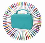 SUNREEK 60 Assorted Colors Gel Pen Set with 72 Slots PU Leather Travel Case, for Sketching, Drawing, Painting, Writing & Custom Artistic Creations Adult Coloring Books (60 PCS, Green)