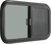 OUTPRIZE Horizontal RV Window, 21" W x 14" H Tinted Sliding RV Window with Net Screen and Trim Ring, Fit for 1" or 1-1/2" Thickness Wall, DOT Approved