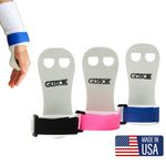 Gibson Rainbow Gymnastic Grips, 3 SIZES, Medium, Large, X-Large, 3 COLORS, Pink, Blue, Black, MADE IN USA, Beginner Gymnastic Hand Grips, UNISEX, Fit For Kids AND Adults, Long Lasting Leather