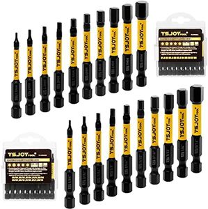 YSJOYTOOL Impact Hex Head Allen Wrench Drill Bit Set, S2 Steel (2-Pack) Metric & SAE, 1/4” Hex-Shank 2.3" Long Hex Allen Power Bit Set, Magnetic Tips Hex Bits Set with Storage Boxes