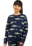 Real Basics Girls Cotton Round Neck Sweatshirt(RB-G-Sweatshirt-P1-78-Shark_Navy_7 Years-8 Years)