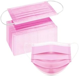 DC-BEAUTIFUL 100 Pcs Pink Disposable 3 Ply Earloop Face Masks,Fit for Adults