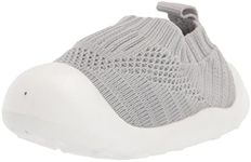 Gerber Unisex-Child Stretchy Knit Slip-on Sneaker Crib Shoe, Grey, 0-3 Months Infant