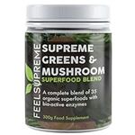 Super Greens Powder with Mushroom Large 300g Blend of 35 Superfoods No Nasty Fillers or Additives 100% Natural Vegan-Friendly Up to 1 Months Supply Add to Your Daily Juice or Smoothie