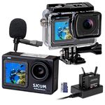 SJCAM SJ8 Dual Screen 4k 20MP Action Camera Kit | 2.33" Dual Touch Screen, 140° Wide-Angle | 30M Underwater, Super Night Vision with Mic, 3X 1200 mAh Batteries, Charger, 32GB SD Card