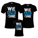 Hangout Hub HH38 Men's Women's & Boy's Round Neck T-Shirt We are One (Black;Men L(40);Women M(36) ;Boys 4-6 Yrs) Set of 3 Family T-Shirts