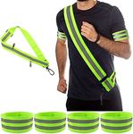Reflective Running Gear, High Visibility Safety Reflective Sash with Quick Release Buckle, Adjustable Reflective Belt for Outdoor Running Cycling Hiking Walking(Included 4 Reflective Bands)