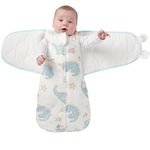 Teruko Baby Swaddle Blanket 2.5 Tog (UK Company) Toddler Swaddle 2.5 Tog 0-6 Months Newborn Swaddle Sleeping Bag Newborn Gifts (White & Blue, 0-6 Months | 2.5 TOG)