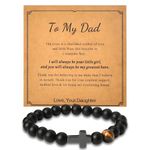 Thank You Dad Gifts from Daughter Daddy Dad Cross Bead Bracelet for Dad Father Christmas Birthday Gift for Stepdad Stepfather I Love You Gifts for Dad Daddy Black Beaded Bracelet for Men Man