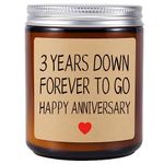 Scented Candle - 3 Years Anniversary Candle Gift for Couple, Happy 3rd Anniversary Present for Him, Her, Boyfriend, Girlfriend, Husband, Wife, Wedding