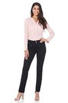 Rekucci Women's Secret Figure Pull-On Knit Straight Pant w/Tummy Control (10, Black)