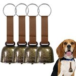 KuuGuu 4 PCS Loud Bear Bells with Leather Button Strap,Dog Collar Bell Pet Bells Tracker Noise Maker Anti-Theft Bell with Leather Button