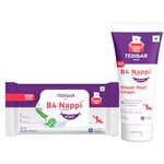 B4 Nappi Cream 75gm - Diaper Rash Prevention Cream. & B4 Nappi Wipes | Alcohol and Preservative-Free Baby Wipes | Enriched with Aloe Vera, Neem & Chamomile, 80 Pieces