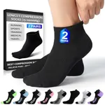 SB SOX Low Cut Athletic Socks – Compression Ankle Socks for Men & Women – 2 Pairs (US, Alpha, Large, Regular, Regular, Solid-Black)