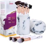 Makeup Brushes DUAIU Makeup Brush Set Professional 15-Piece Marble Make Up Brushes for Foundation Brush Powder Concealers and Eyeshadow Brush with Exquisite Marble Bucket Gift Box White