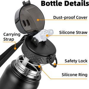OLDLEY 1L Stainless Steel Water Bottle – Vacuum Insulated, Leakproof, Black