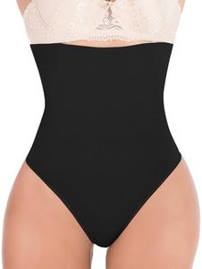 FUT Women's Thong Shapewear Tummy Control Underwear High Waisted Body Shaper Butt Lifting Panties, Black (Thong Panty)