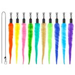 10PCS Cat Worm Toy for Cats, Cat Wand Toy Accessories, Cat Feather Toy Attachments Replacements, and 1PC Black String for Cat Fishing Pole Toy, Assorted Worm Cat Toy Teaser for Indoor Cats Kitten