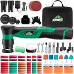 BATOCA S5 Cordless Mini Car Polisher Buffer Machine Dual Action & Rotary Polishing Machine 2 12V Battery with 1/2/3inch Polishing Pads for Car Detailing Polishing Buffing Clean 6 Speeds 2000-5500RPM