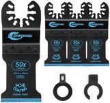 Cenforge Carbide Oscillating Tool Blades, CarbideTeeth and Ice Coating, Carbide Multi Tool Blades, Metal OscillatingBlades, for Metal, Nails, Bolts and Screws, 4-Pack (CarbideTeeth and Ice Coating)