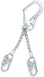 3M Protecta PRO 1350200 22" Chain Rebar Assembly for Positioning, Steel Rebar Hook at Center, Snap Hooks at Leg Ends, 310 lb. Capacity, Silver