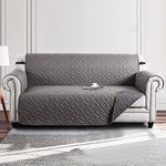 Moonlight Bedding Sofa Cover 3 Seater Non Slip 100% Water Resistant Sofa Slipcovers Light Grey - Dark Grey Reversible Quilted Sofa Protectors from Pets/Dogs, Couch Covers with Adjustable Elastic Strap