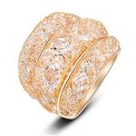 Aprilery Rose Gold Initial Rings for Women, Fashion CZ Crystal Cross Statement Chunky Ring Band Cocktail Costume Jewelry for Teen Girls Gifts (Cover, 7)