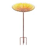 MUMTOP Glass Bird Bath, Garden Outdoor Birdbaths Birdfeeder with Metal Stake Sunflower