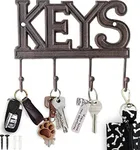 Comfify Key Holder for Wall - Decorative Farmhouse Rustic Wall Mount Key Organizer with 4 Hooks - Vintage Cast Iron Key Rack with Screws and Anchors – 6x8” - Brown