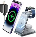 Ni-SHEN 3 in 1 Wireless Charging Station for Multiple Devices, 15W Fast Wireless Charger Stand Dock for iPhone 15/14/14 Plus/14 Pro Max/13/12/11/X/8,Apple Watch Ultra SE/8/7/6/5/4, AirPods 3/2/Pro