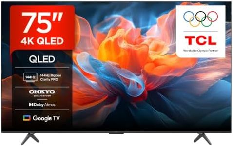 TCL 75T8C-UK 75 Inch 4K 144Hz Gaming QLED Onkyo 2.1 Dolby Atmos Google TV with Dolby Vision & HDR 10+ BBC iPlayer (2025 Model)