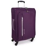 Pierre Cardin Soft Shell 27 Inch Suitcase with x4 Spinner Wheels - Cion Soft Case Durable & Quality Tested Soft Sided Luggage | Light 2.5 Kg 69cm 71 litres Capacity (Medium, Purple & Light Grey)