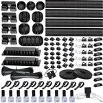 Topavatop 313Pcs Cable Management Organizer Kit 4 Cable Sleeve Split, 53Cable Clips 12Cord Clips Holder, 22 Cable Ties, 20 Adhesive Wall Cable Tie, 200 Fasten Cable Ties for TV Office Home Electronics