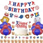 JINNYWOO Baseball Party Decorations, Baseball Birthday Party Supplies Kit, Include Sport Themed Happy Birthday Banners, Baseball Balloons, Cake&Cupcake Toppers